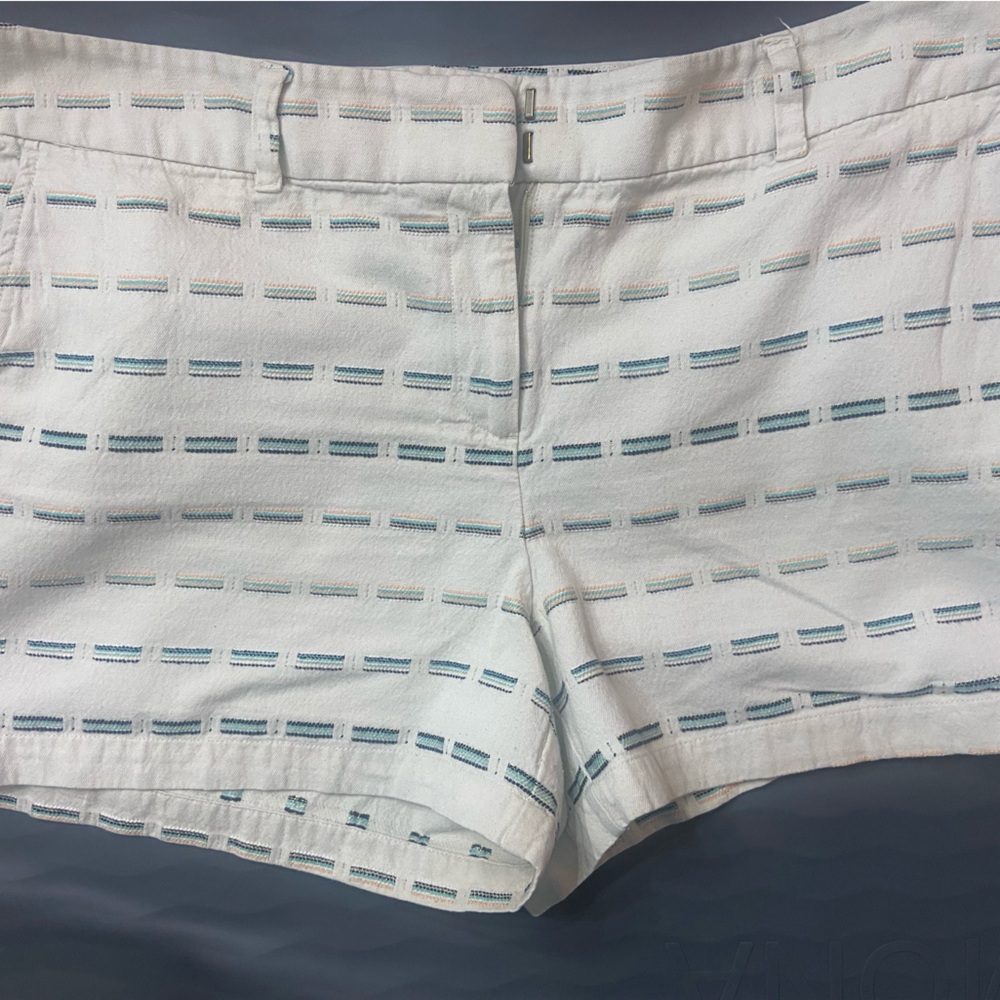 LOFT Cream Shorts with Blue and Tan Accents